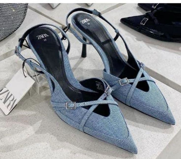 Zara denim heels